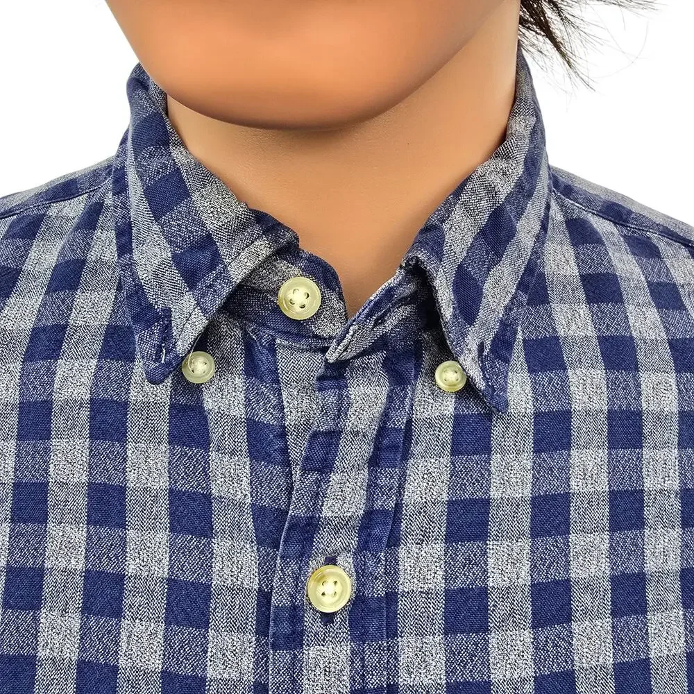 J. Crew Jaspe Cotton Shirt Blue Gray Gingham Slim Fit Long Sleeve Mens M A9329